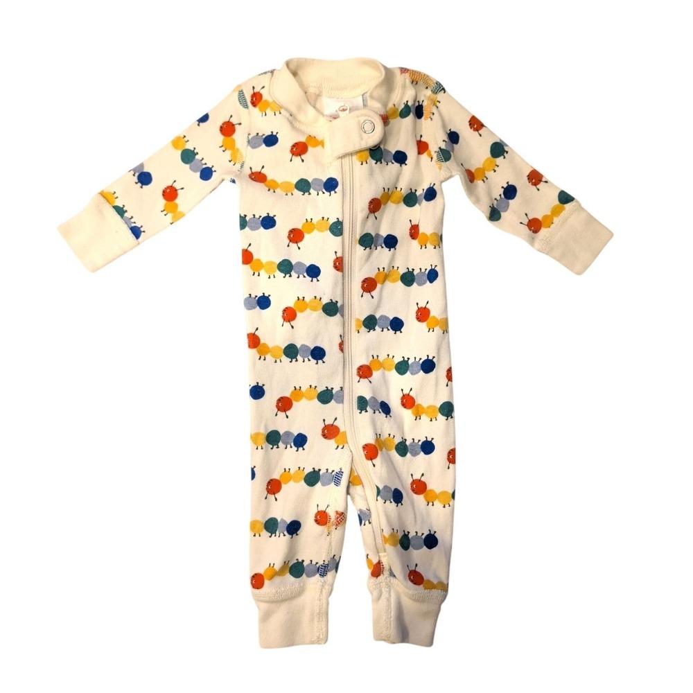 Hanna Andersson Newborn Organic Cotton Caterpillar Zip Sleeper Pajamas Cream